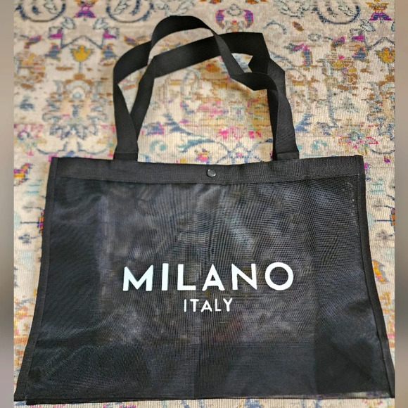 NWOT Black Mesh Travel MILANO Tote Bag - Picture 2 of 8